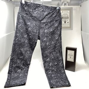 ATHLETA Leggings - Black & Gray Abstract Pattern